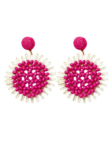 Earwish - Raffia Beaded Sunflower Earrings – Boho &amp; Cheerful