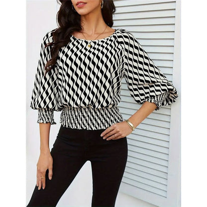 Women's Short Sleeve Color Block Print T-Shirt