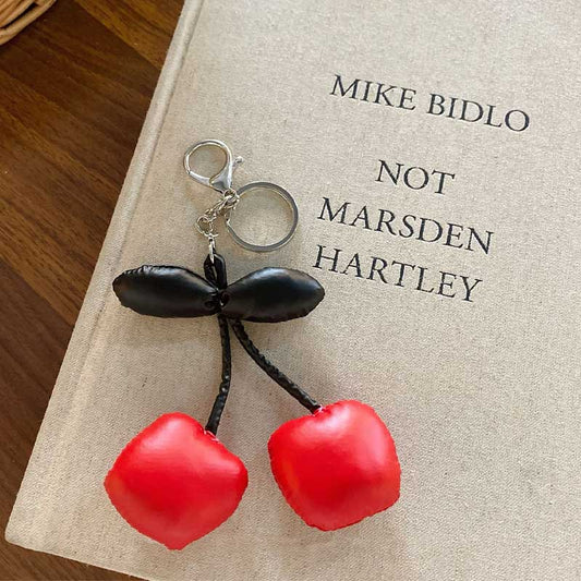 Cute Color Block Cherry Keychain Bag Charm