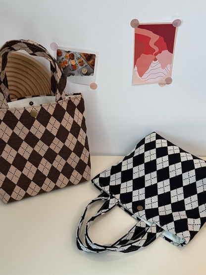 Cosbai - Tote Handbag with Plaid Patterns- Classic &amp; Casual