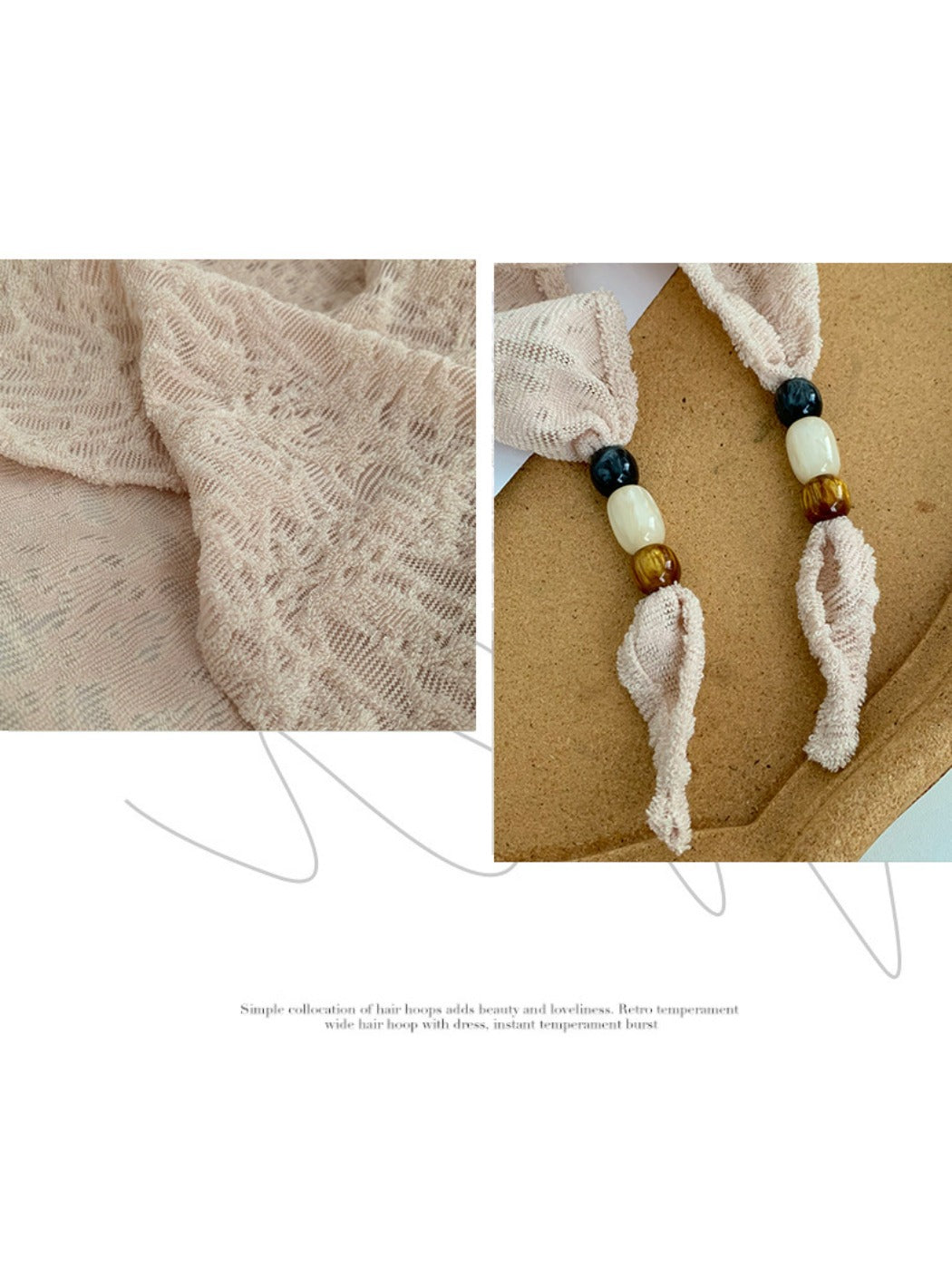 Scarvii - Korean Style Scarf Shawl with Wood Bead Trim