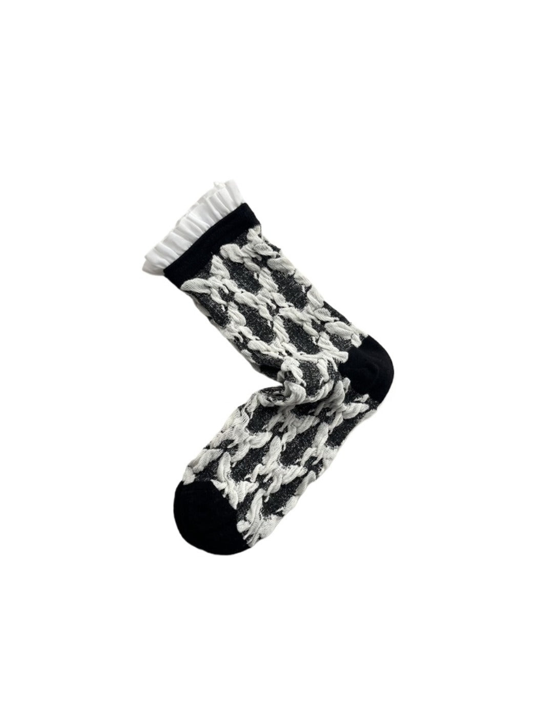 Rufia -  Butterfly Pattern Mid-calf Socks with Retro Style