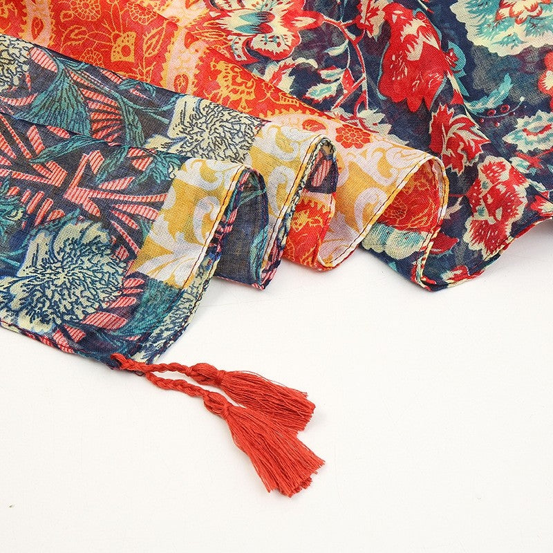 Fashion Colorful Printed Fringe Scarf