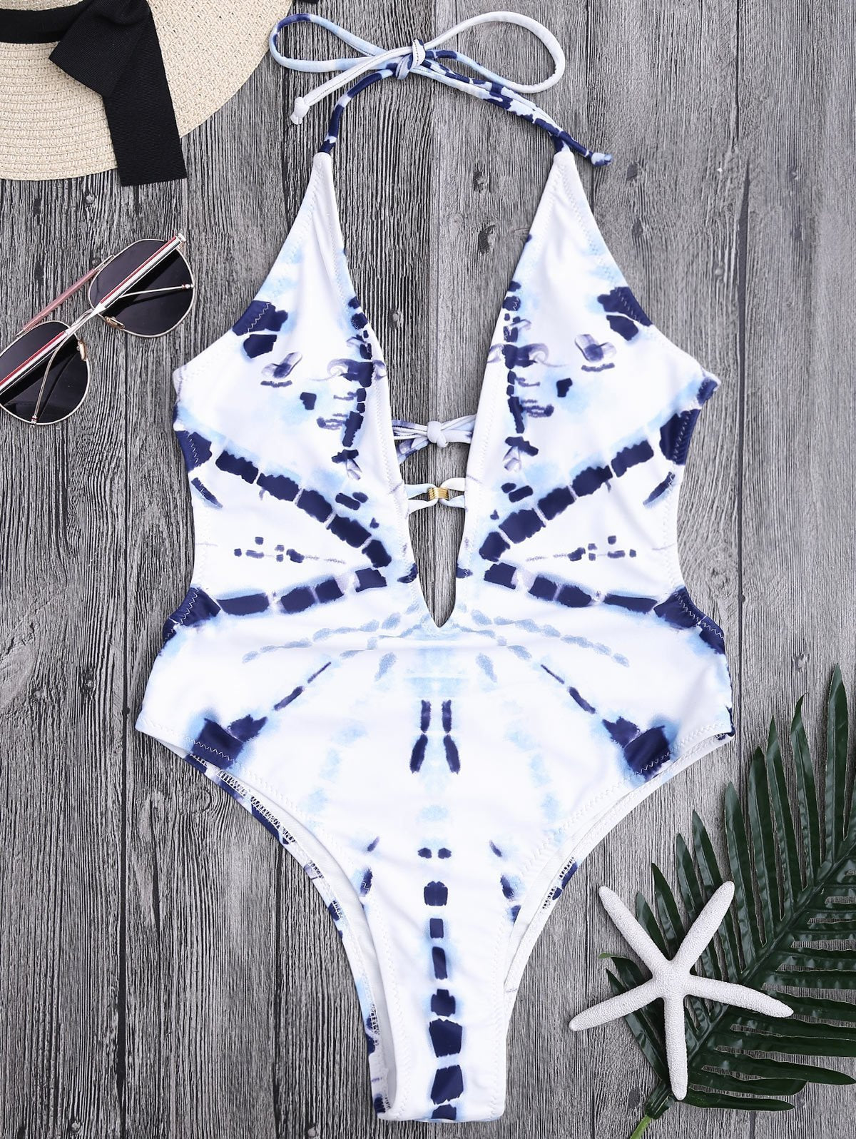 New One-Piece Swimsuit White Smudge Temperament Lady Triangle Vacation Swimsuit Bikini