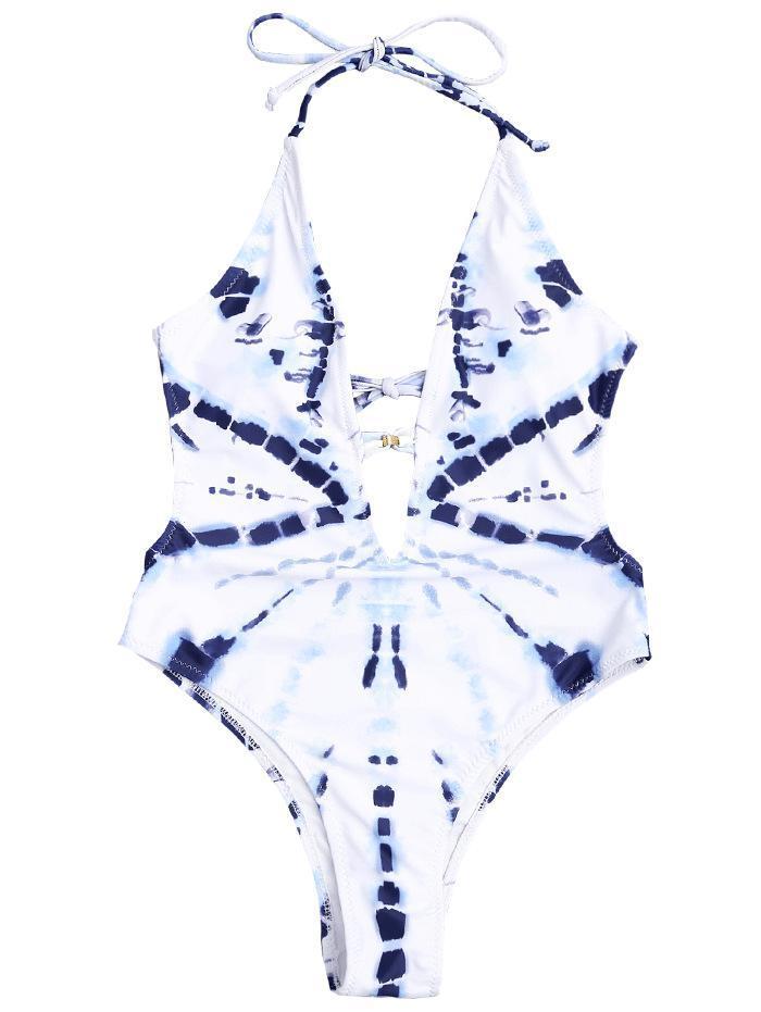 New One-Piece Swimsuit White Smudge Temperament Lady Triangle Vacation Swimsuit Bikini