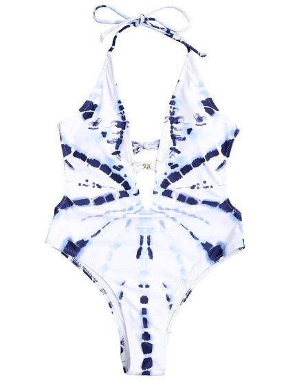 New One-Piece Swimsuit White Smudge Temperament Lady Triangle Vacation Swimsuit Bikini