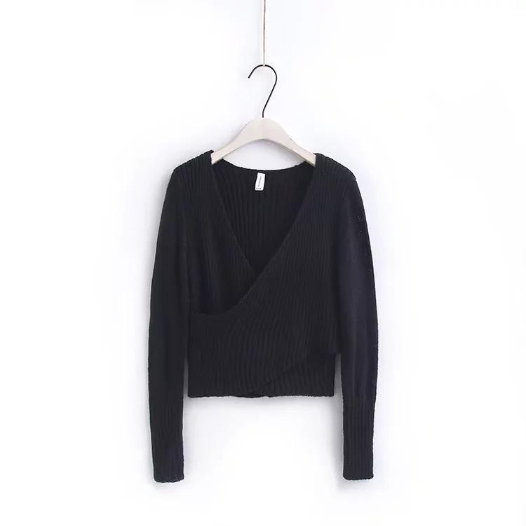 Autumn Sexy Cross V-Neck Sweater