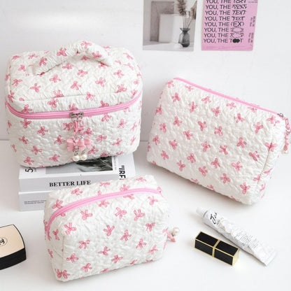 Bow Print Large Capacity Sweet Make Up Bag