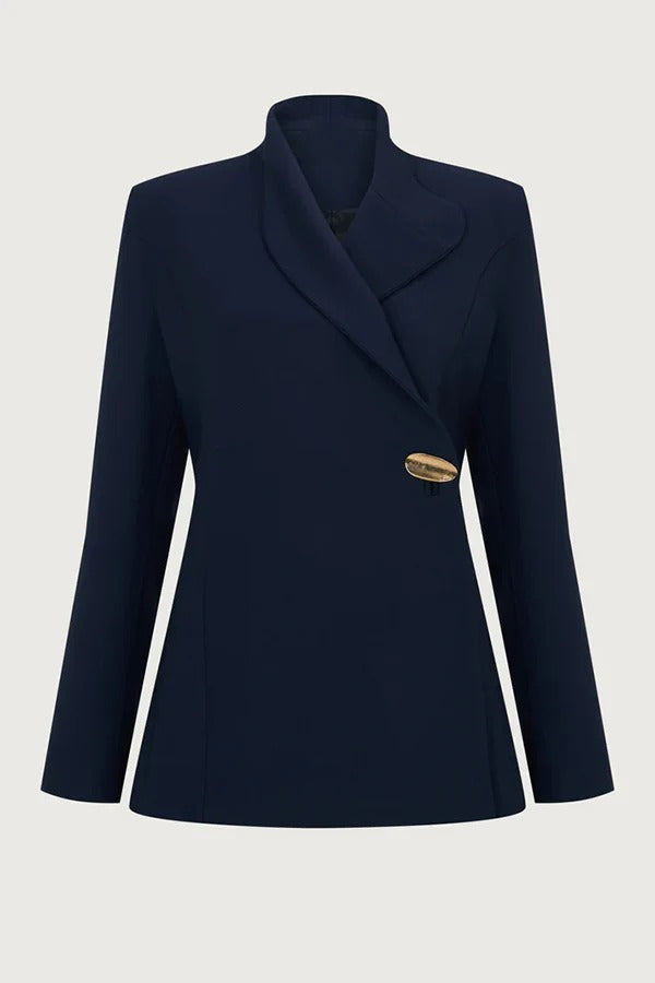 Exquisite and Fashionable Stand Lapel Neck Metal Button Long Sleeve Blazer