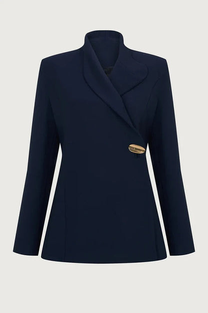 Exquisite and Fashionable Stand Lapel Neck Metal Button Long Sleeve Blazer