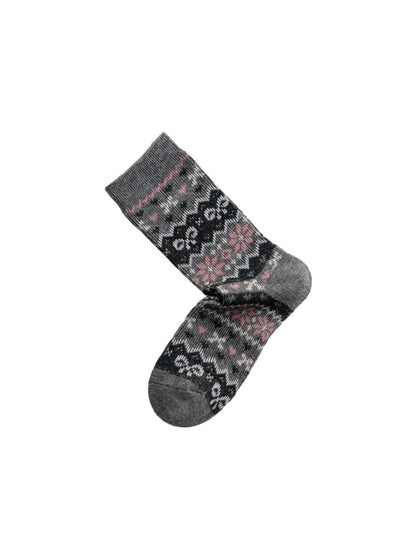 Rufia - Grey Pink Plaid Bow Mid-Crew Socks