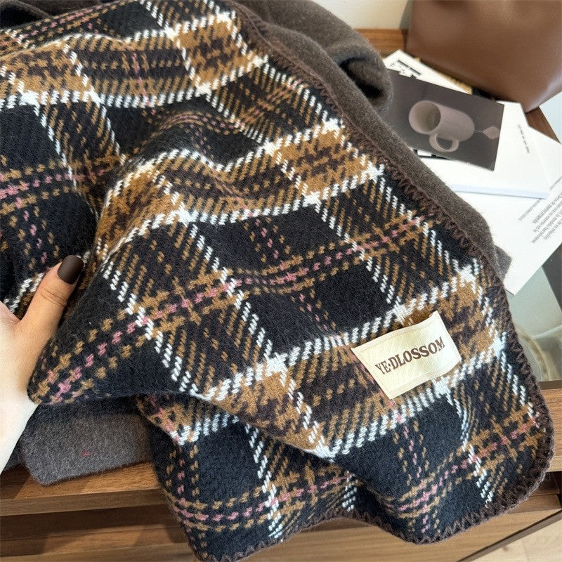 Color Blocking Plaid Versatile Scarf