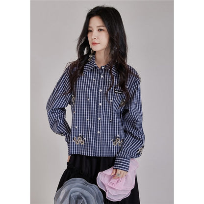Beaded Frayed Short Shirt