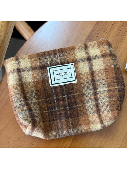 Cosbai - Cosmetic Bag with Classic Plaid Patterns