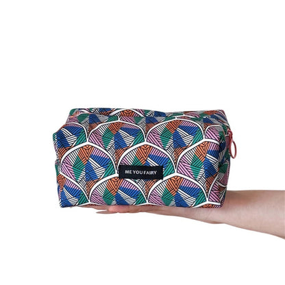 Cosbai - Colorful Fan-Print Makeup Bag - Practical &amp; Basic