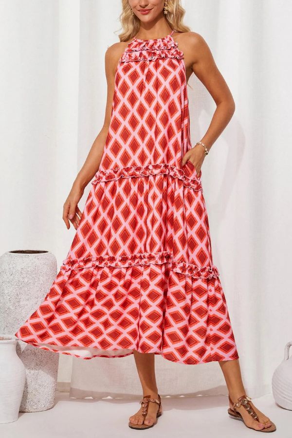 Women's Halter Neck Floral Print Vacation Dress