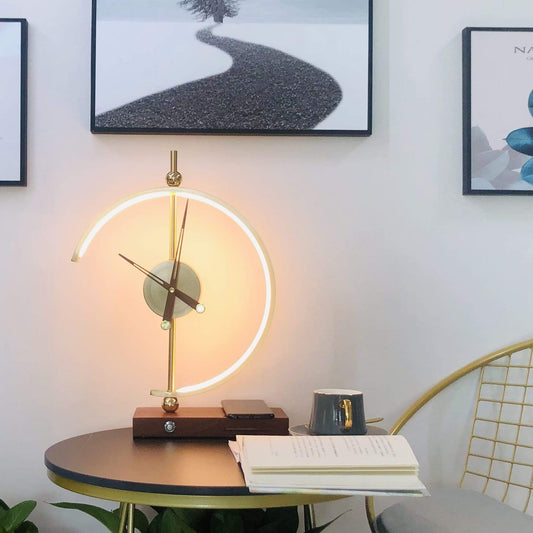 Creative Clock Lamp Modern Simple Bedroom Bedside Light Luxury Decoration Mobile Phone Intelligent Wireless Charging And Storage Lamp
