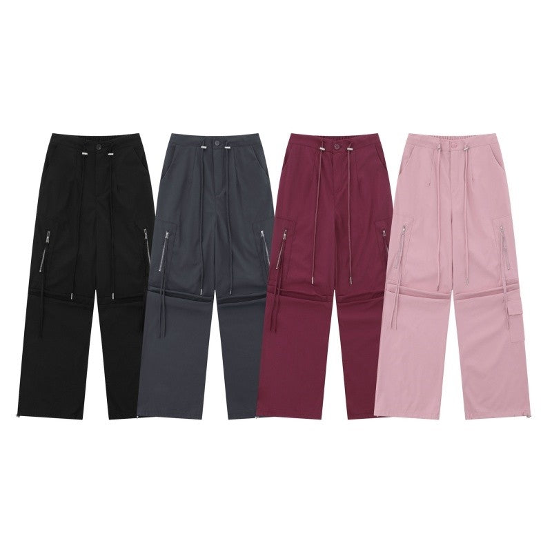Wide-Leg Parachute Cargo Pants Unisex Loose Fit Style