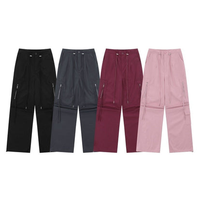 Wide-Leg Parachute Cargo Pants Unisex Loose Fit Style