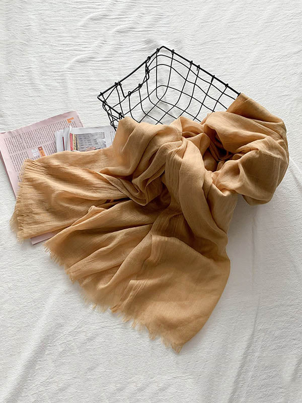 Casual Simple Ramie Cotton 14 Colors Scarf