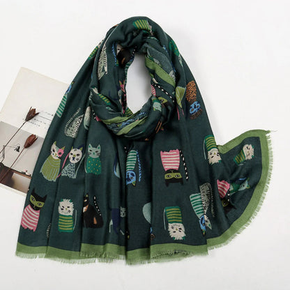 Scarvii - Cute Cartoon Cat Pattern Scarf