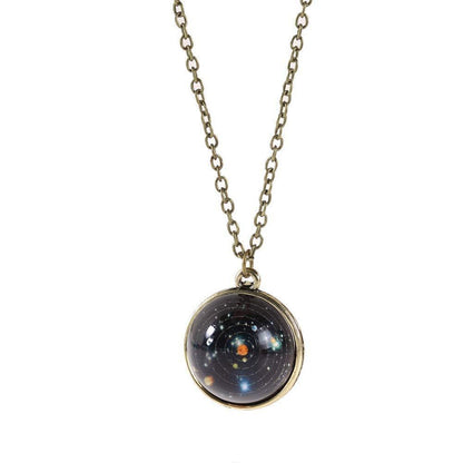Universe Solar System Pendent Double-Sided Glass Ball Necklace