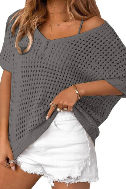 Women's Summer Hollow Out Crochet Knit Tops Beach Coverup