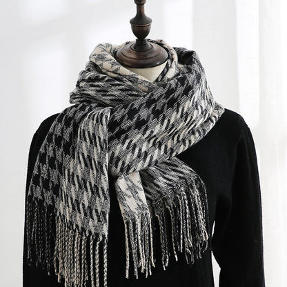 Warm Imitated Cashmere Plaid Print Shawl Scarf