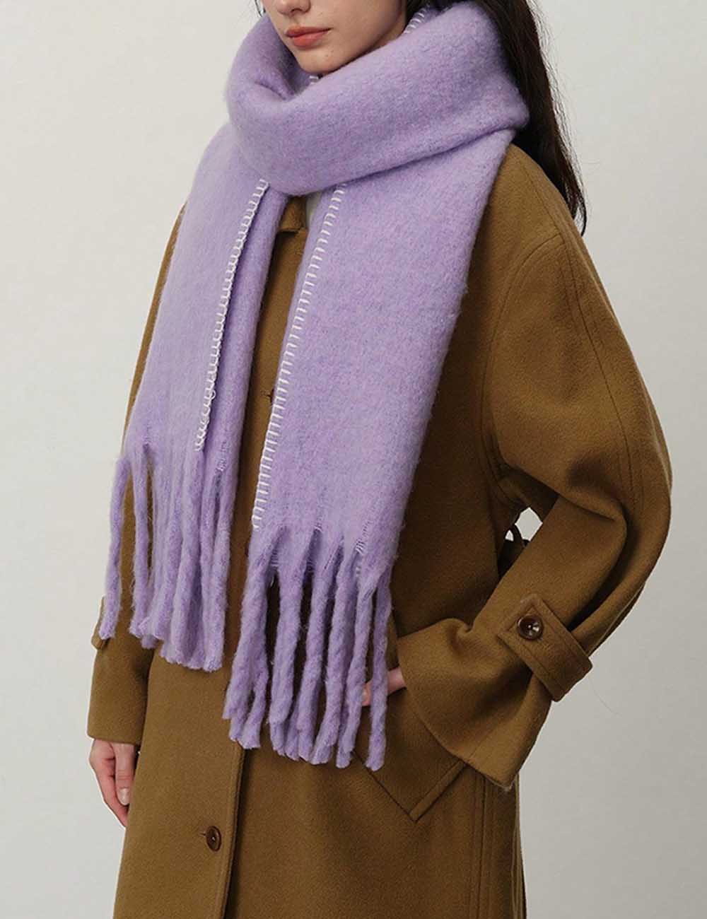 Warm Plush Thick Cashmere Fringe Winter Scarf