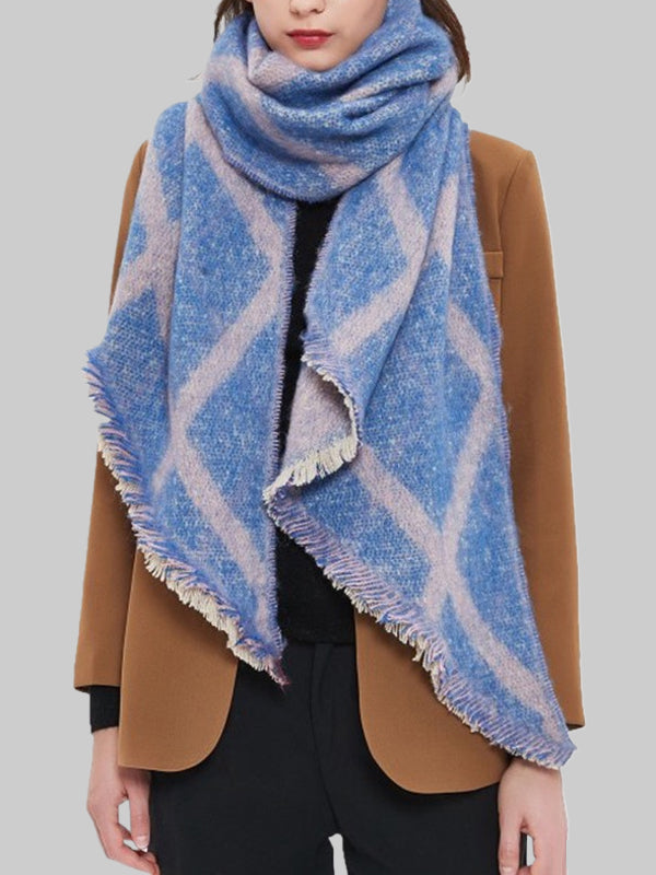 Fringed Keep Warm Plaid Shawl&Scarf