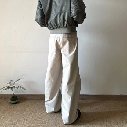 Double-Knee Pleated Wide-Leg Cargo Pants Curved Cut Lightweight Design