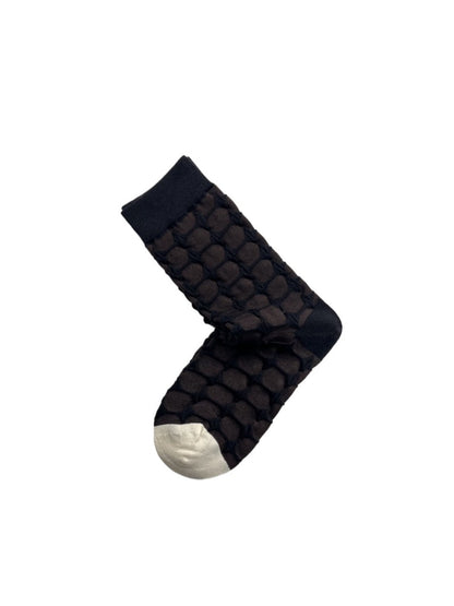 Rufia - Retro Floral Embossed Plaid Socks