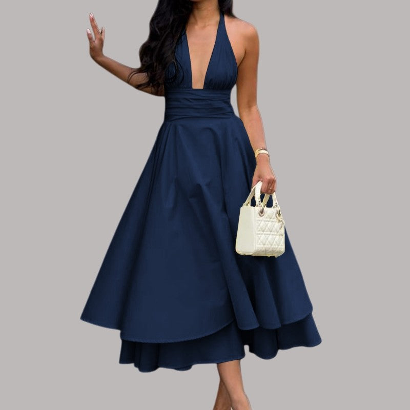 Princess Dress With Neck Wrap Waist Tie