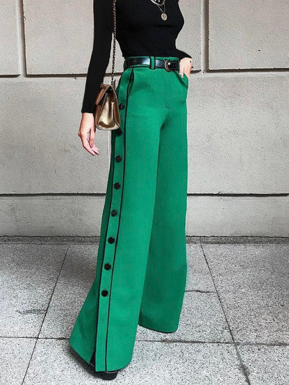 H-line Wide Leg Solid Color Pants