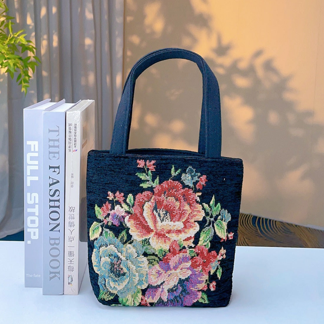 Cosbai - Embroidered Canvas Handbag
