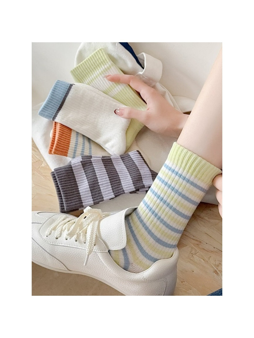 Rufia - Minimalist Fresh Stripe Mid-Calf Capsule Socks