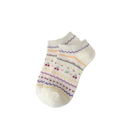 Rufia - Cute Cherry Ankle Socks with Bow Detail