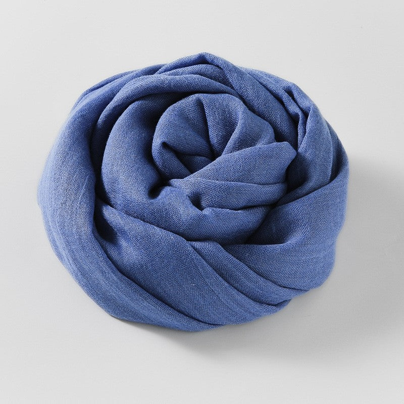 Solid Color Cotton And Linen Beach Long Scarf