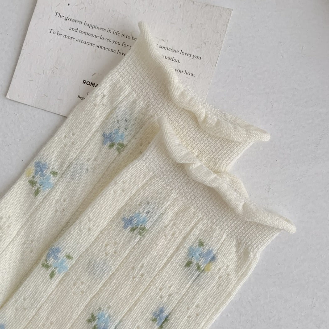 Rufia - Ruffle-Trim Floral Crew Socks