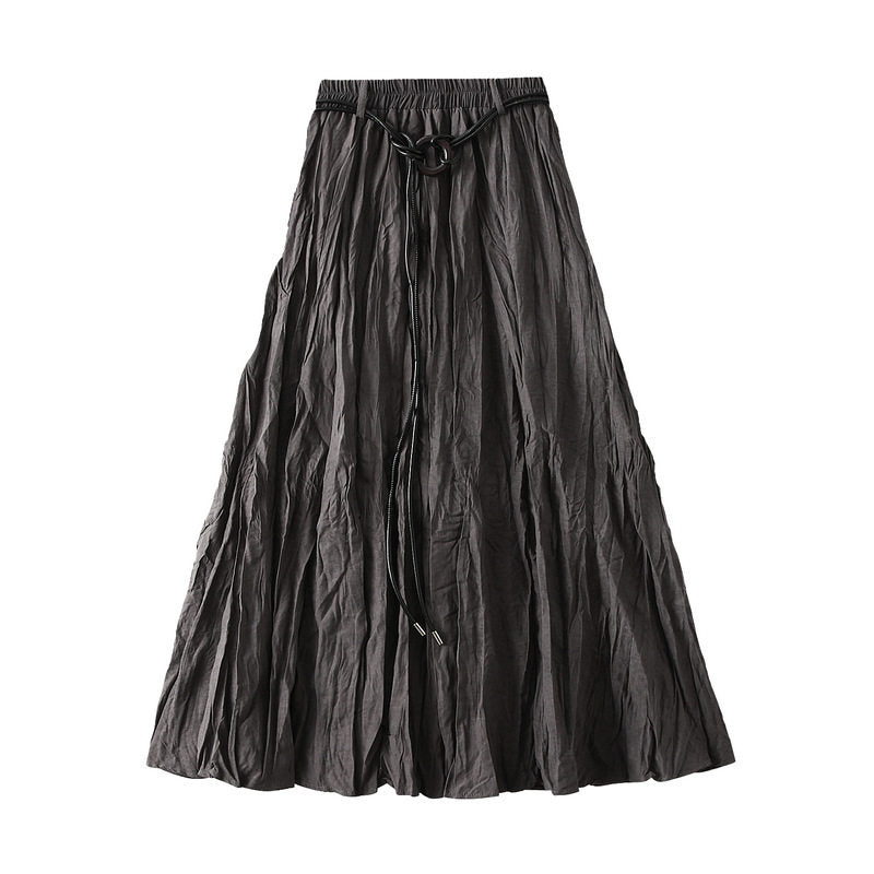 High Waist Pleated Midi Skirt