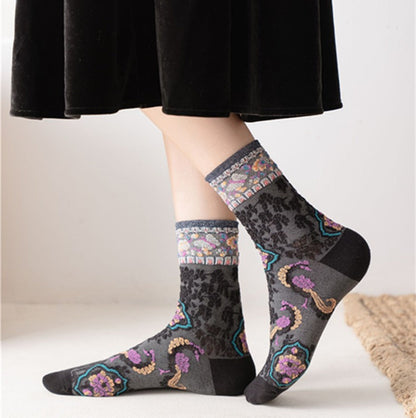 Rufia - Vintage Pattern Autumn-Winter Mid-Calf Socks