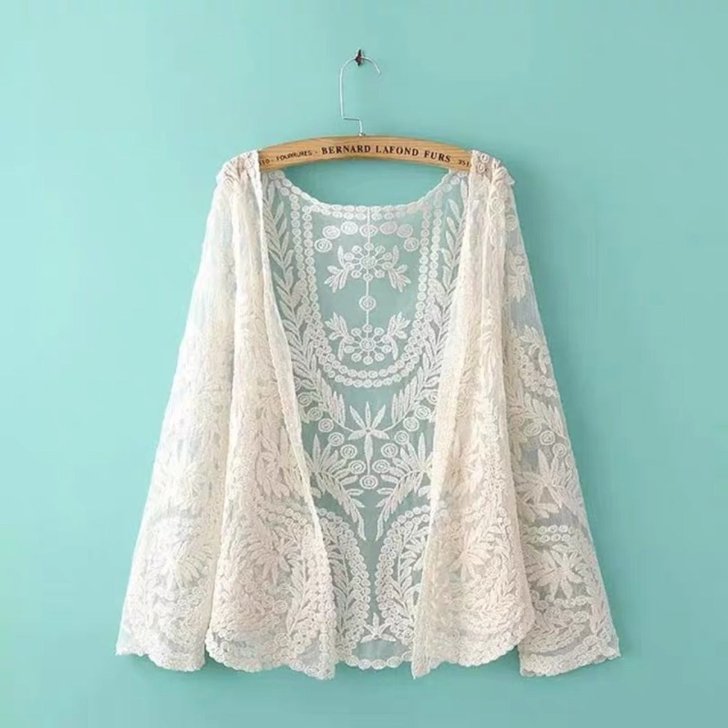 Crosa - Lace Beach Cover-Up – Sheer Swimwear Wrap &amp; Summer Cardigan