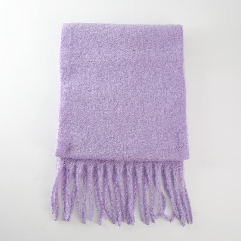 Solid Color Tassel Soft Wool Scarf