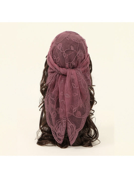 Scarvii - 31.5'' Elegant Rose Embroidered Square Scarf