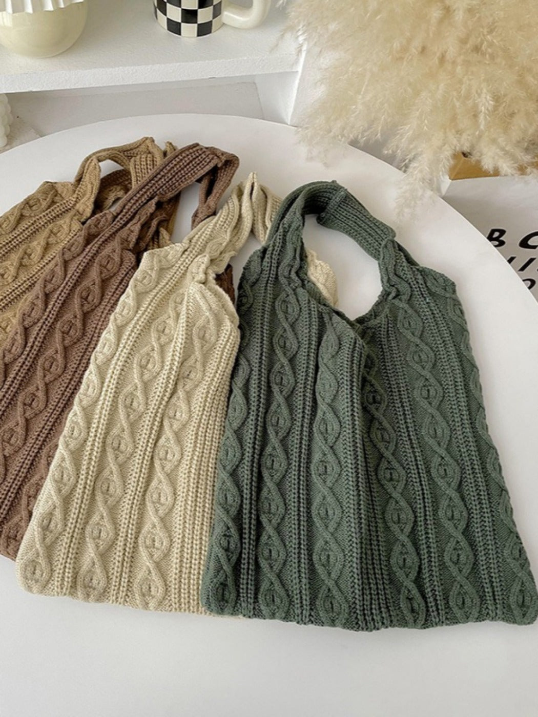 Cosbai - Vintage Knit Shoulder Tote Bag - Casual &amp; Stylish