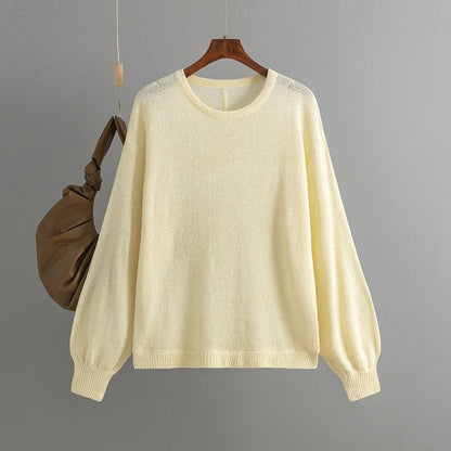 Round Neck Solid Color Loose Pullover Sweater