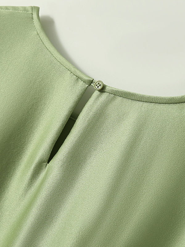 Batwing Sleeves Solid Color Round-Neck Blouses&Shirts Tops