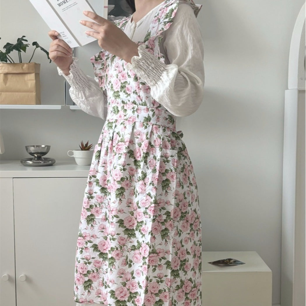 Apros - Floral Ruffle Apron - Sweet &amp; Stylish