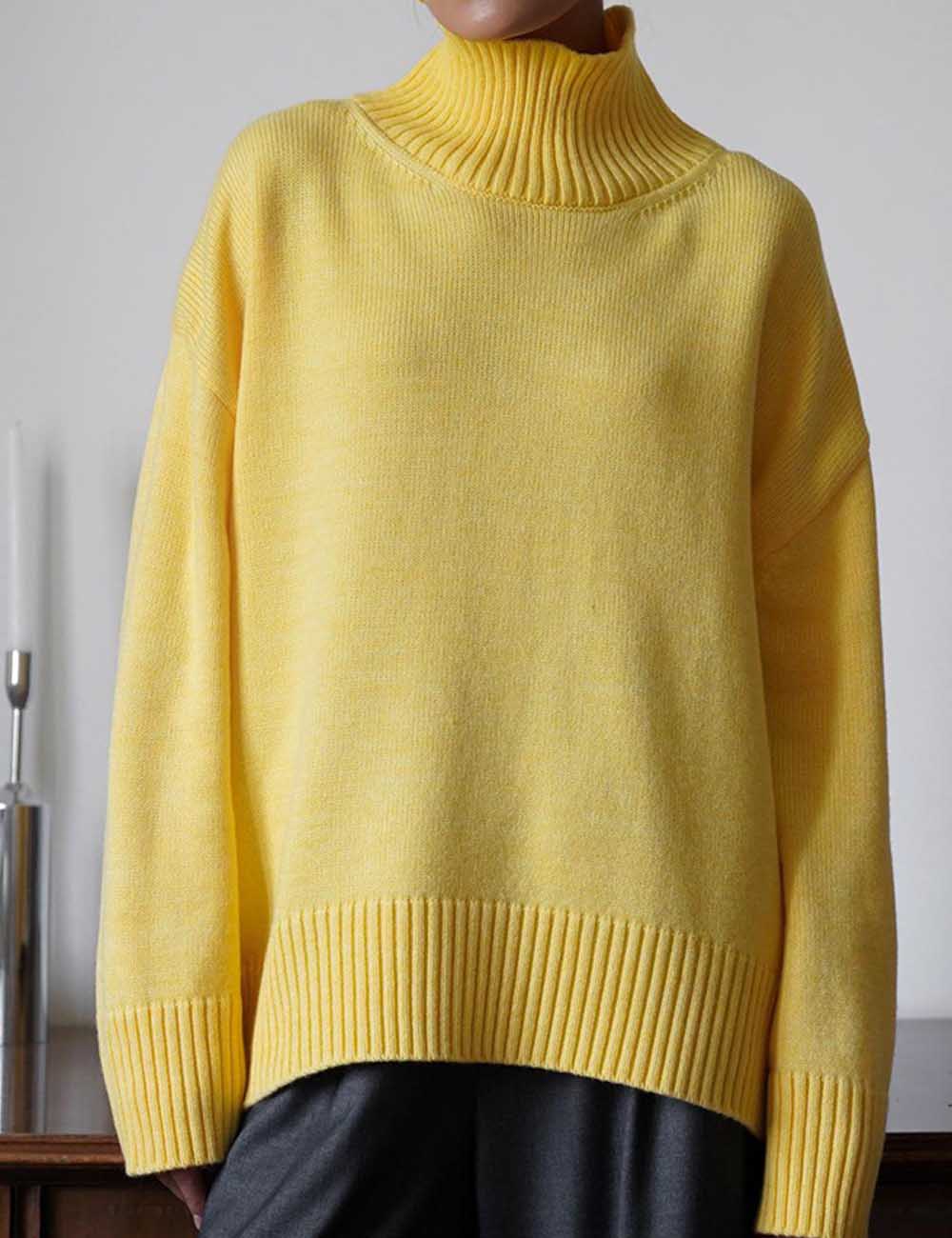 Casual High Neck Solid Color Pullover Sweater