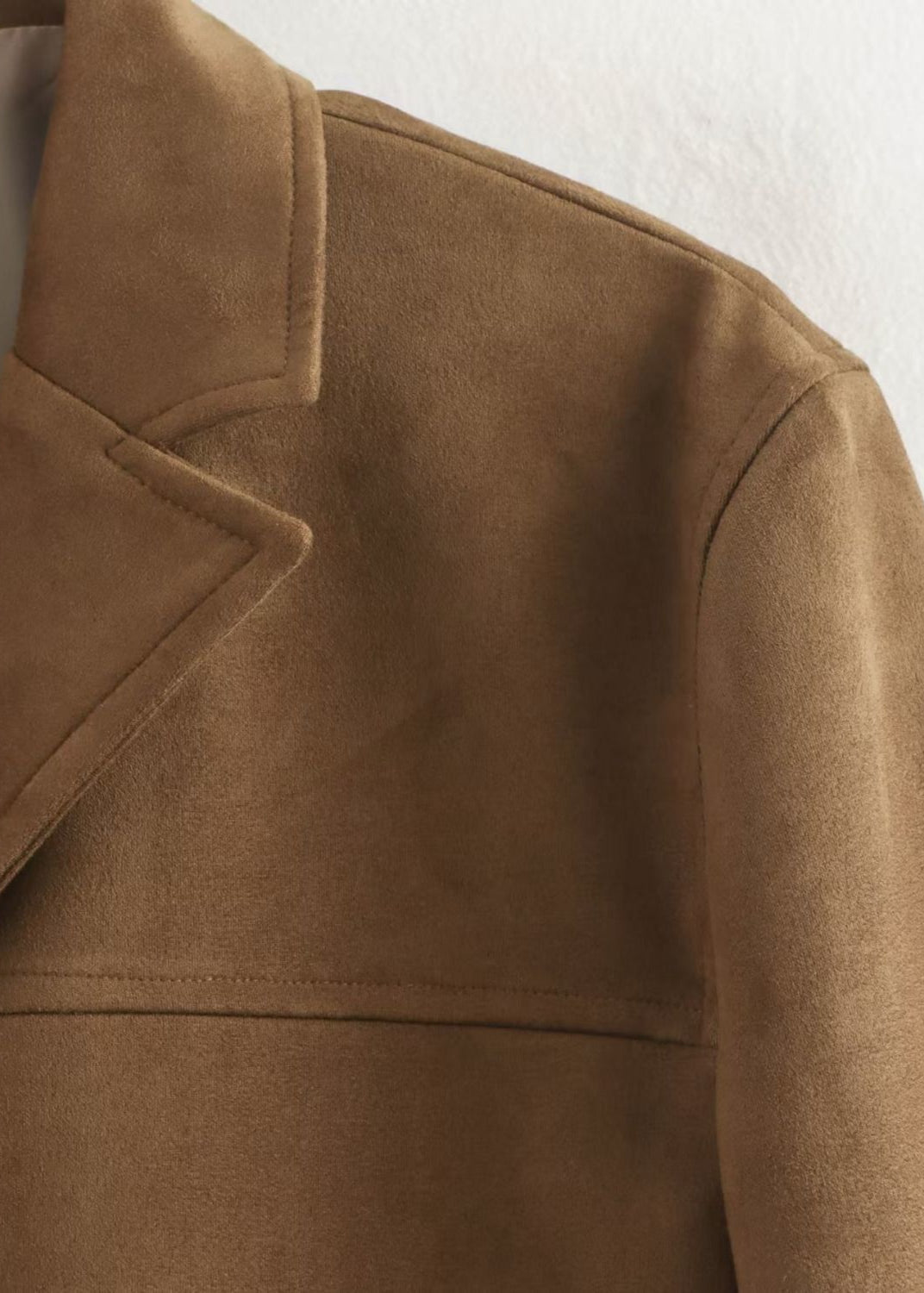 Suede Button Front Blazer with Patch Pockets